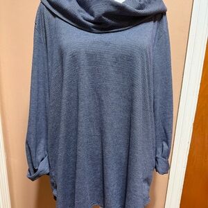 Croft & Barrow Striped Blue Cowl Neck Sweater